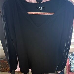 LOFT Classic Black V-Neck Long Sleeve Shirt